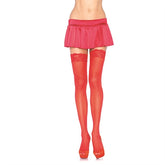 Leg Avenue Sheer Thigh Highs With Lace Tops Red UK 6 to 12 One Size Red Hosiery