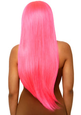 33 Inch Long Straight Pink Wig with Center Part Hair Accessory Wigs