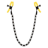 Boundless Nipple Teasers Adjustable Black Chain with Yellow Silicone Coated Clamps and Crystal Adornments > Sex Toys > Nipple Clamps