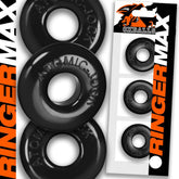 Ringer Max 3-Pack (Black) – Strong Rubber Cock Ring Set Black COCK RINGS