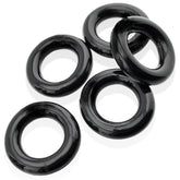 Jacker 5-Stack Five-Pack Tube Super-Strong Cockrings Black > Cock Ring > Sets