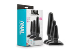 Anal Adventures 3 Pc Basic Plug Kit Black > Anal Range > Butt Plug Kits