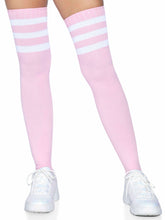 Athletic Ribbed Thigh High Socks in Light Pink One Size Hosiery