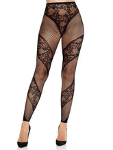 Azura Black Footless Tights Lace Fishnet Hosiery Leg Avenue Hosiery