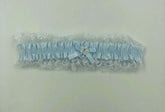 Baby Blue Satin Leg Garter with White Lace Trim One Size Lingerie & Sexy Apparel
