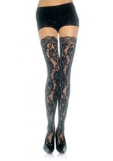 Black Lace Top Thigh High Stockings One Size Hosiery Lingerie Hosiery