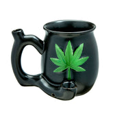 Black Matte Ceramic Mug with Embossed Green Leaf Design Gag Gifts & Novelties