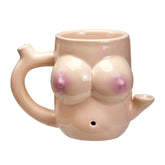 Boob Shaped Ceramic Mug Pipe Novelty Smoking Accessory Gift Bachelor & Bachelorette Items