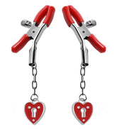 Charmed Heart Padlock Nipple Clamps with Adjustable Screw Grip Nipple Clamps