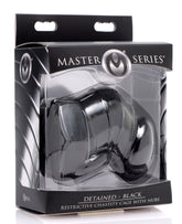 Master Series Detained Restrictive Chastity Cage With Nubs 3 Inches Black Cages