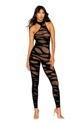 Dreamgirl Black Asymmetrical Opaque Bodystocking One Size Bodystocking