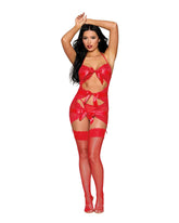 Dreamgirl Red Garter Slip and G-String Lingerie One Size Lingerie Sets