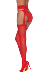 Dreamgirl Sheer Red Garter Belt Pantyhose One Size Hosiery Hosiery
