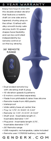Dual Defender Double Ended Vibrator With Remote Control Purple Butt Plugs
