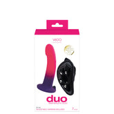 Duo Semi-Realistic 7 Inch Dildo With Harness Pink Purple Harnesses & Strap-Ons