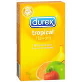 Durex Tropical Flavored Condoms 12 Pack with Lubricated Fit Condoms