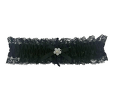 Elegant Moments Black Satin Lace Leg Garter One Size Fit > Clothes > Accessories