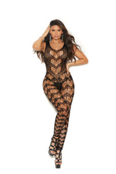 Elegant Moments Crochet Net Bodystocking One Size Lingerie Bodystockings