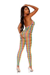 Elegant Moments Deep V Multicolor Crochet Bodystocking One Size Bodystocking