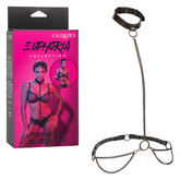 Euphoria Collection Chain Halter Collar and Leash with Velvet Lining and Adjustable Buckle in Black Womens Harnesses