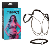 Euphoria Collection Plus Size Multi Chain Halter Harness with Vegan Leather and Velvet Interior, Adjustable Straps, Heavy Duty Metal Chain Womens Harnesses