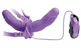 Fetish Fantasy Elite Vibrating Double Delight Strap-On Purple > Realistic Dildos and Vibes > Strap On Harnesses