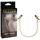 Fetish Fantasy Gold Chain Nipple Clamps - Adjustable Gold Clamps Nipple Clips
