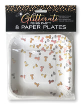 Glitterati Penis Party Paper Plates 8 Count Adult Tableware Party Supplies