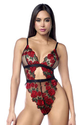 Teddy (Black/Red) – High-Cut Sheer Mesh Lingerie Multi S M Teddies