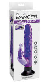 Waterproof Bunny Wall Bangers Deluxe (Purple) – Waterproof Suction Dong With Clitoral Stimulator Purple Vibrators