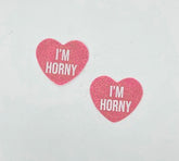 I'm Horny Berry Candy Heart Pasties Pink Glitter Breast Petals Pasties