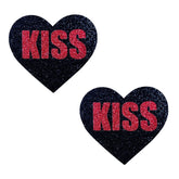 Kiss Red Black Valentine Glitter Heart Nipple Cover Pasties Pasties