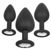 Silicone Gem Anal Kit with 3 Graduated Black Silicone Plugs and Gem Inlay > Anal Range > Butt Plug Kits