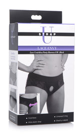 Lace Envy Black Crotchless Panty Harness for Adult Intimacy Womens Harnesses