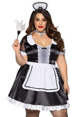 Leg Avenue Plus Size Classic French Maid Costume Dress Black White Costumes