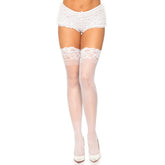 Leg Avenue Stay Up Sheer Thigh Hold Ups White UK 6 to 12 Hosiery
