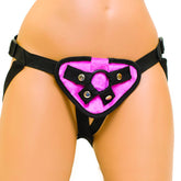 Lux Fetish Pink Velvet Vibrating Strap On Harness STRAP-ONS