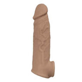 Natural Realskin Vibrating Penis Extender Sleeve Brown 7.6cm SLEEVES