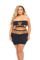 Net Worth 2-Piece Bandeau Lingerie Set Black Queen Size > Clothes > Plus Size Lingerie