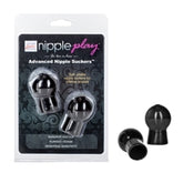 Nipple Play Advance Nipple Suckers Black PVC Mini Suckers 2.25 Inch x 1 Inch Nipple Stimulators