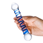 Glas 6.5 Inch Spiral Dildo with Blue Swirls DONGS Glass