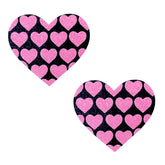 Pink Heart Neon Valentine Nipple Covers Black Glitter Pasties Pasties