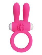 Pink Neon Rabbit Vibrating Cock Ring for Couples Intimacy Cock Rings Vibrating