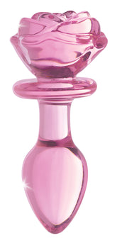 Pink Rose Medium Glass Anal Plug GLASS TOYS