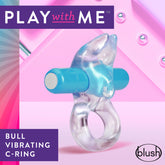 Play With Me Bull Vibrating Cock Ring Blue for Pleasure Couples Toys