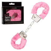 Playful Furry Cuffs Pink Plush Faux Fur Covered Adjustable Handcuffs with Lock and Keys > Bondage Gear > Restraints
