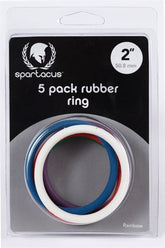 Rainbow 5 Pack Rubber Cock Rings 2 Inch for Extended Pleasure COCK RING Set