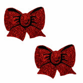 Ravish Me Red Glitter Bow Nipple Cover Pasties for Adults Pasties