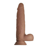 Realistic Dual Layered Bendable Dildo with Testicles Brown Dongs Realistic