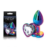 Rear Assets Multi Heart Small Metal Butt Plug with Gem Base > Anal Range > Jewel Butt Plugs